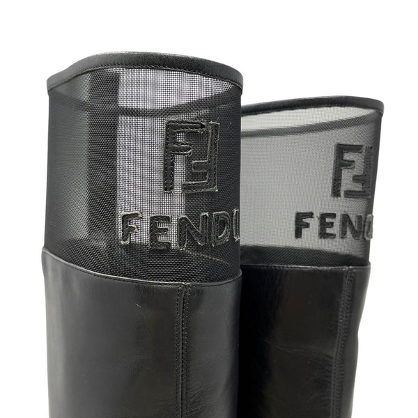 Fendi Black Mesh Logo Boots