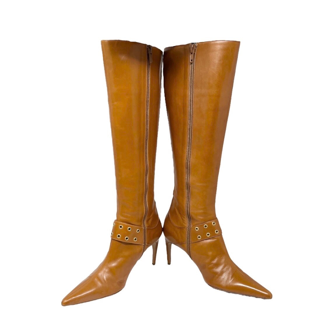 Dior Brown Leather Logo Strap Boots