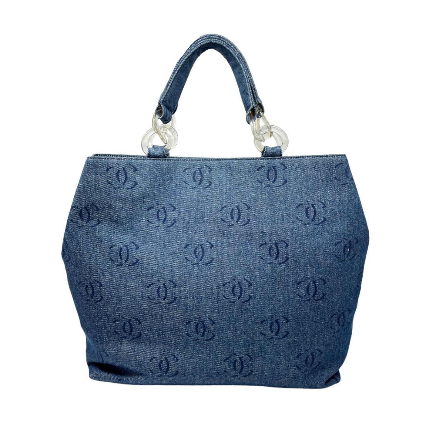 Chanel Blue Denim Logo Shoulder Bag