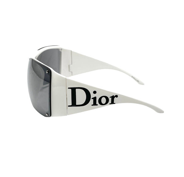 Dior White Oversized Logo Sunglasses