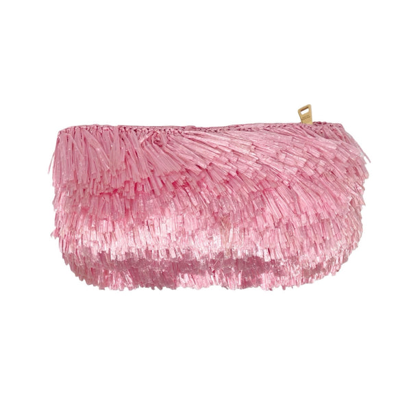 Prada Pink Raffia Clutch