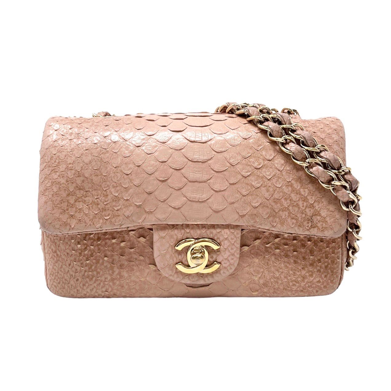 Chanel Light Pink Python Small Flap Bag . Very Good to Excellent, Lot  #58025