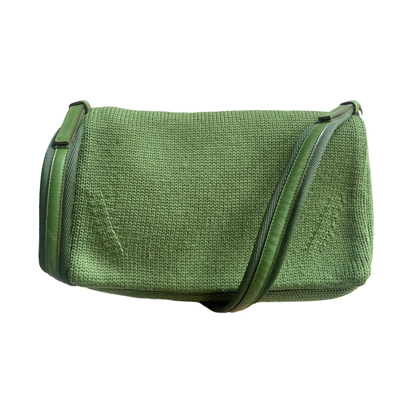 Prada Green Knit Shoulder Bag