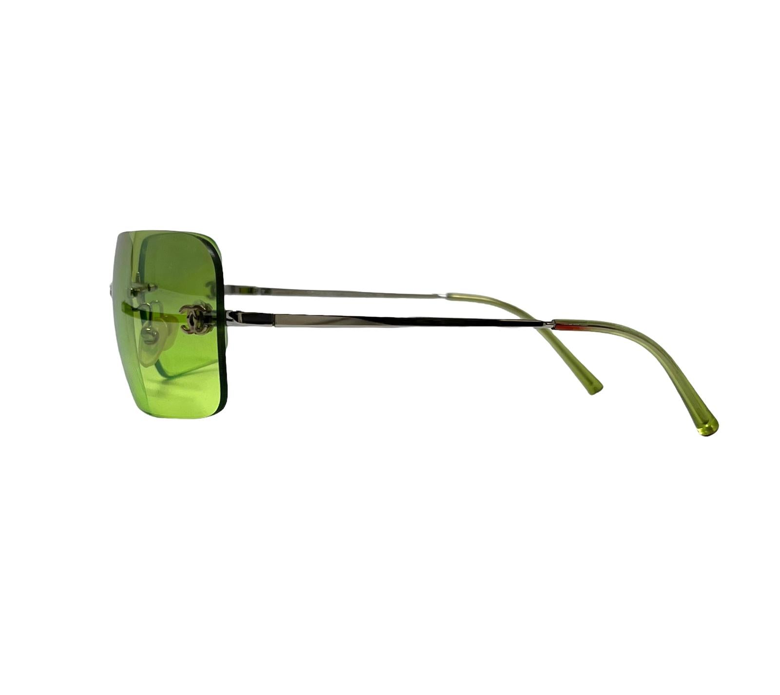 Chanel Lime Green Rimless Sumglasses