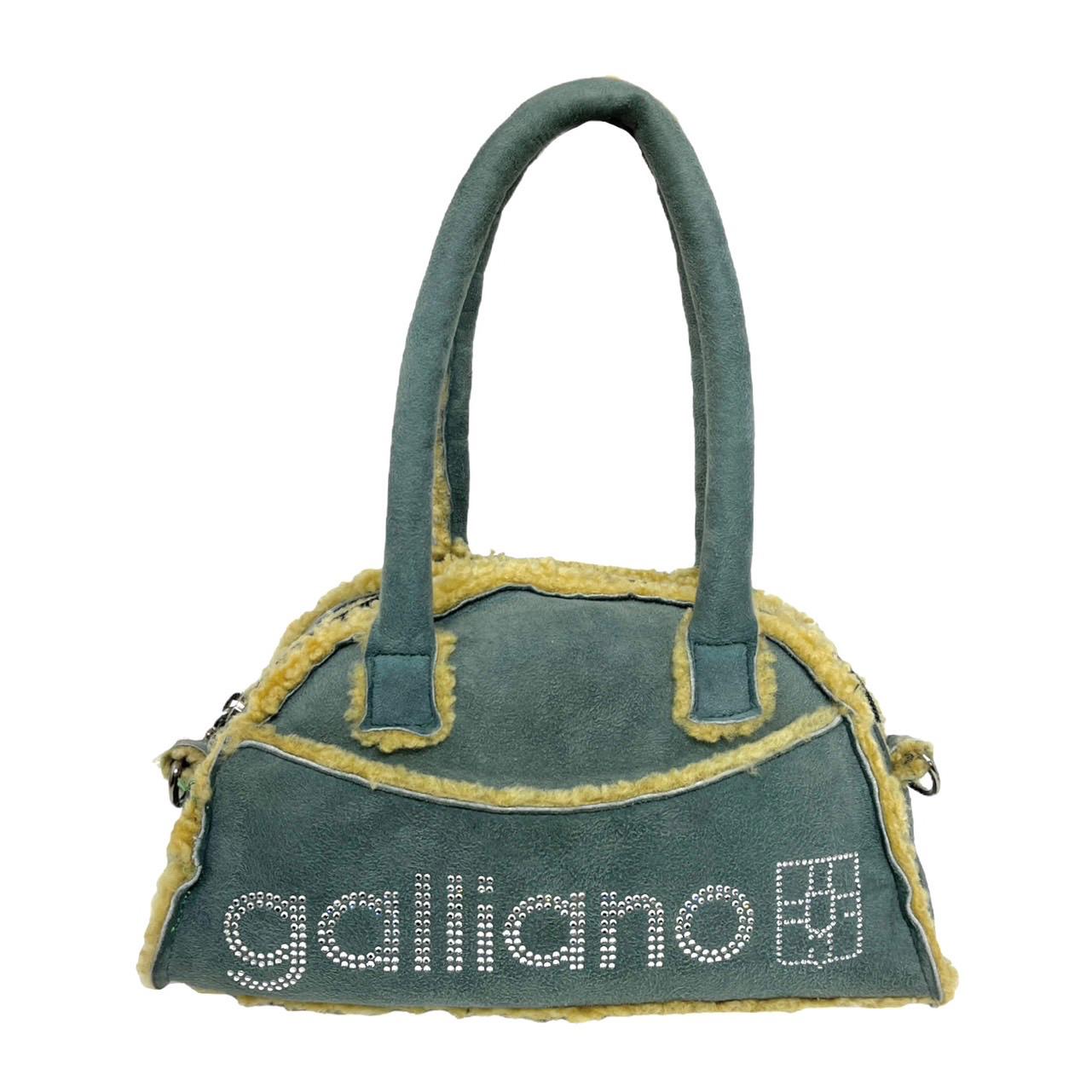 Galliano Blue Mini Sherpa Shoulder Bag