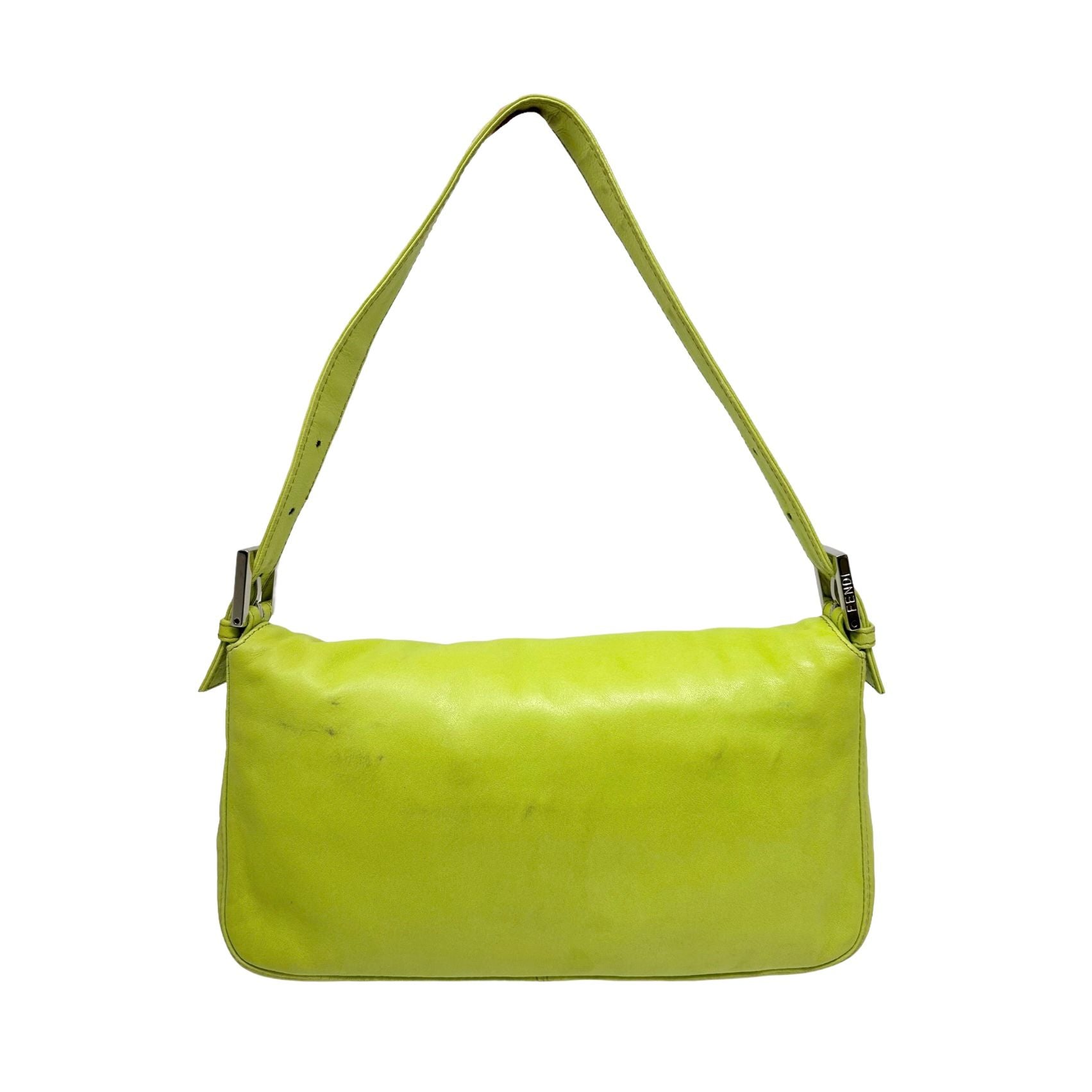 Fendi Lime Green Leather Baguette Bag