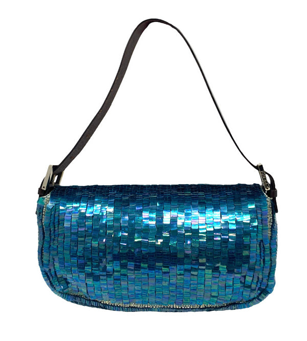 Fendi Bright Blue Sequin Baguette Bag