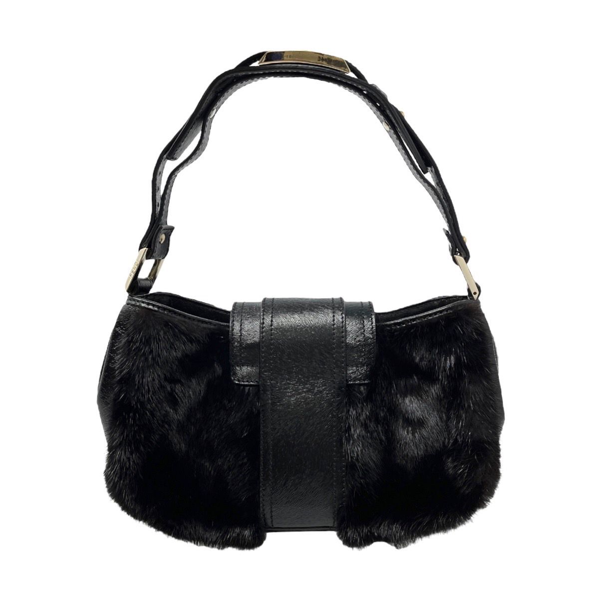 Fendi Black Fur Small Shoulder Bag