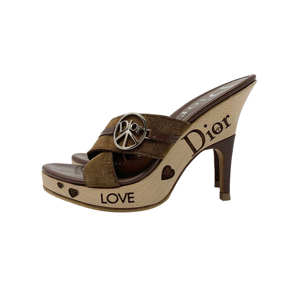 Dior Brown Peace Logo Heels