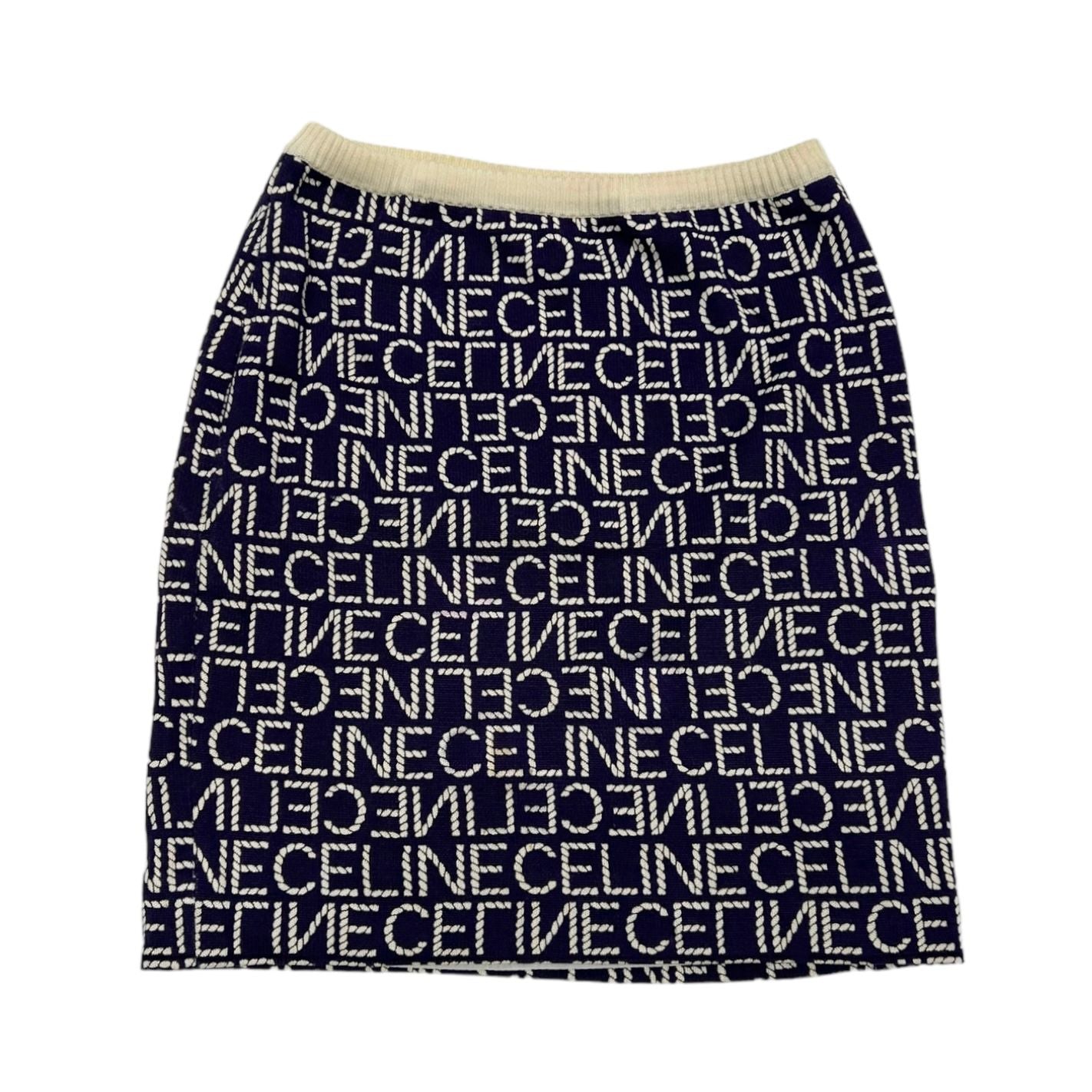 Celine Navy Logo Knit Skirt