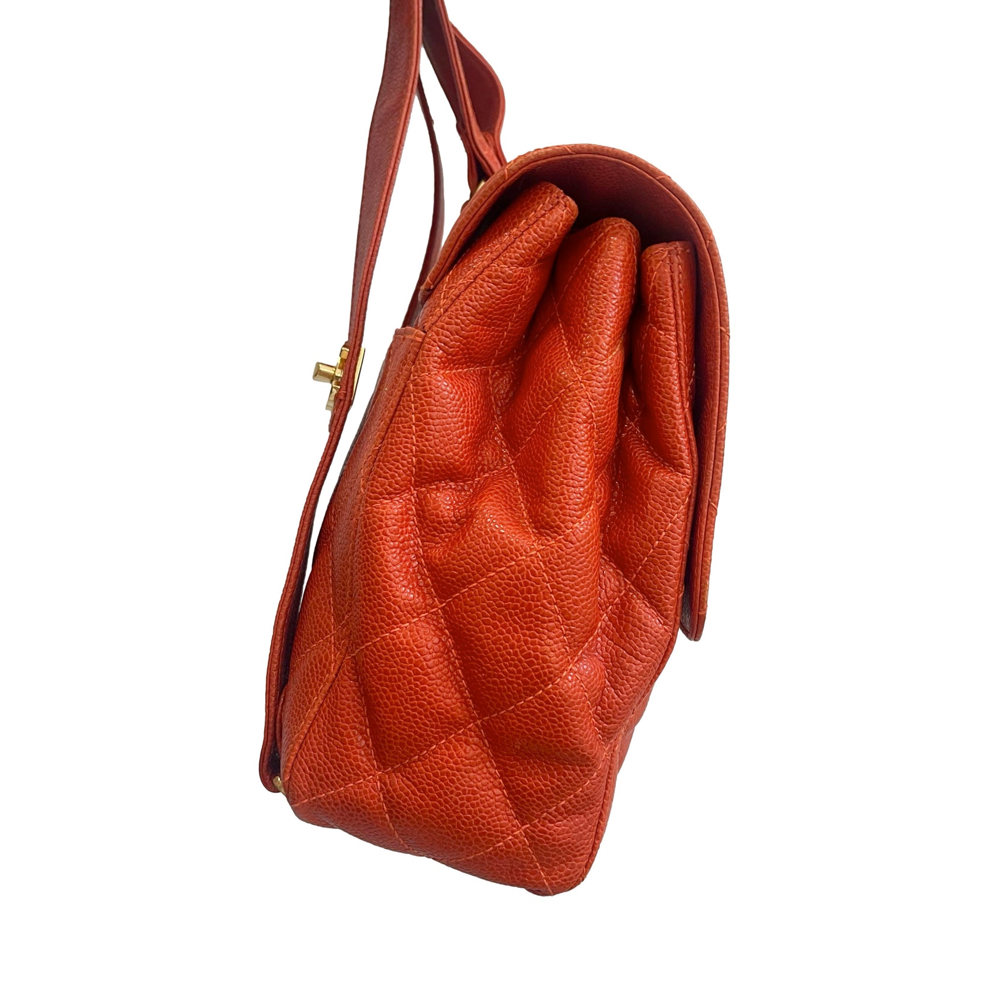 Chanel Orange Quilted Backpack