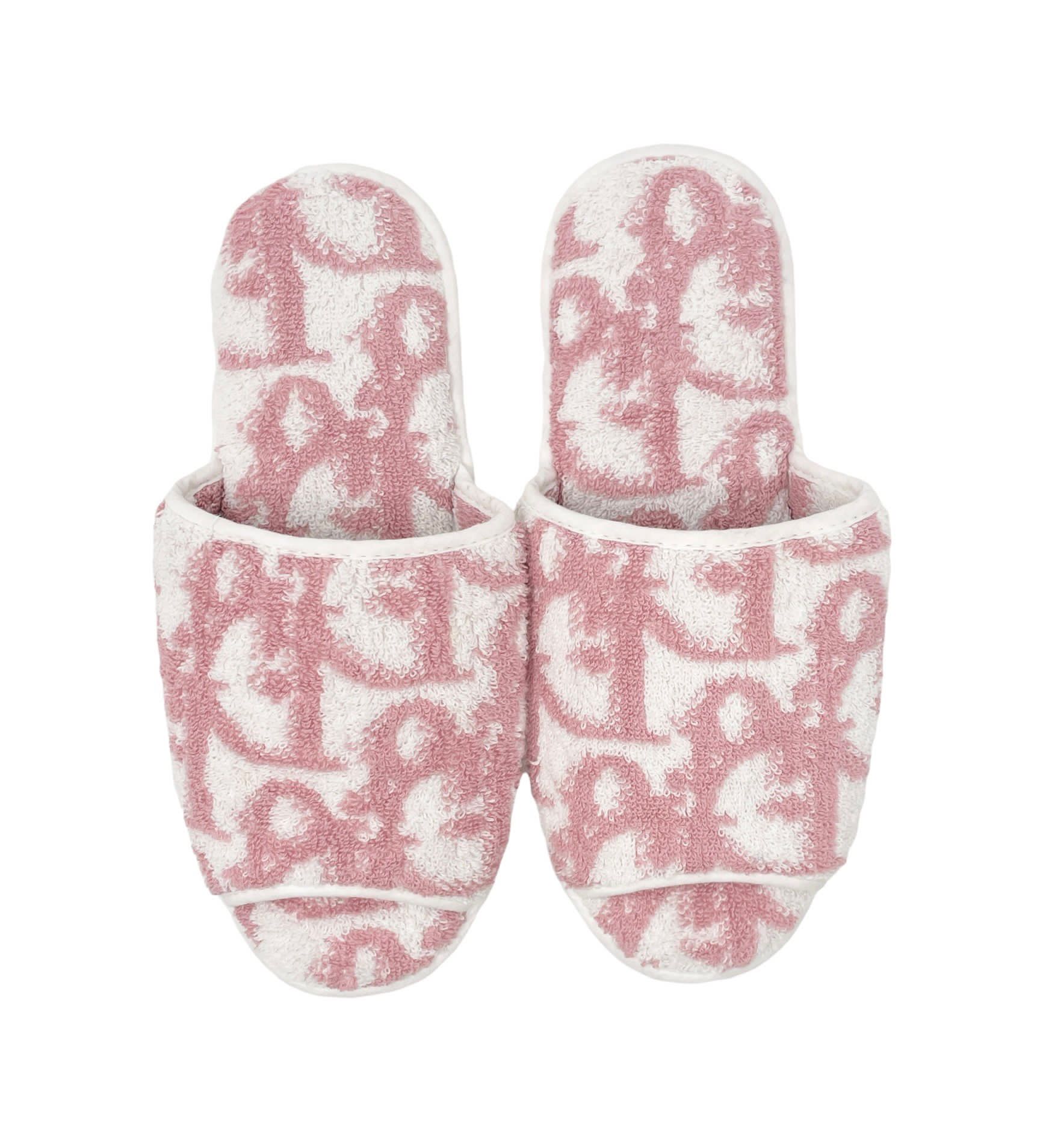 Dior Pink Terry Logo Slippers