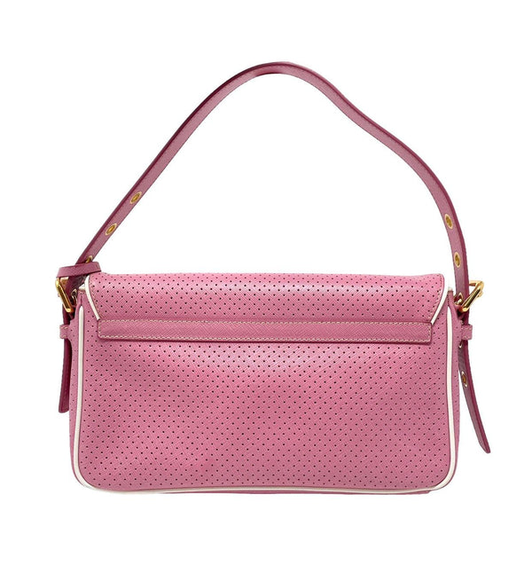 Prada Pink Perforated Leather Shoulder Bag