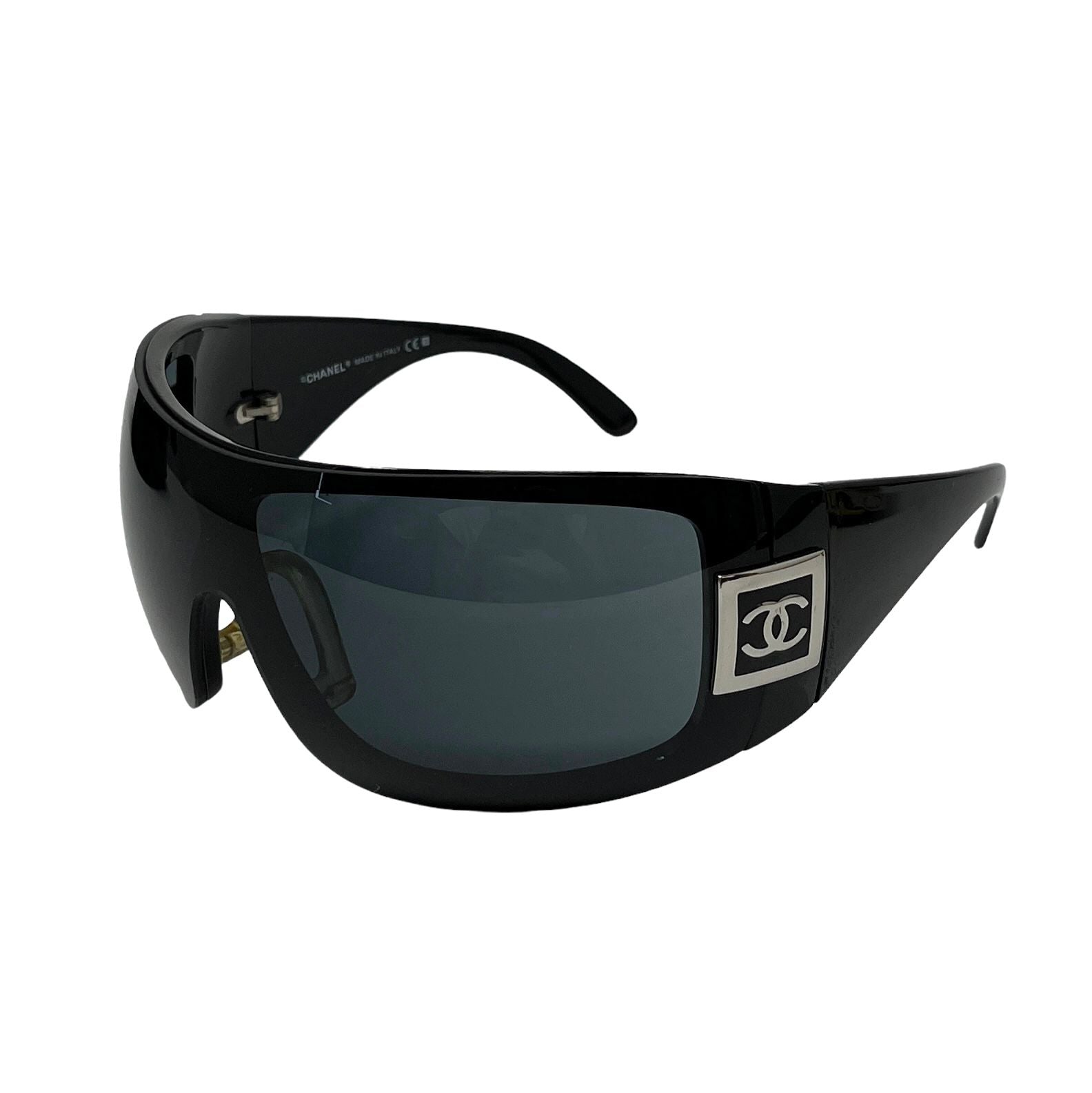 CHANEL Acetate Logo Shield Sunglasses 5418 Black 722318