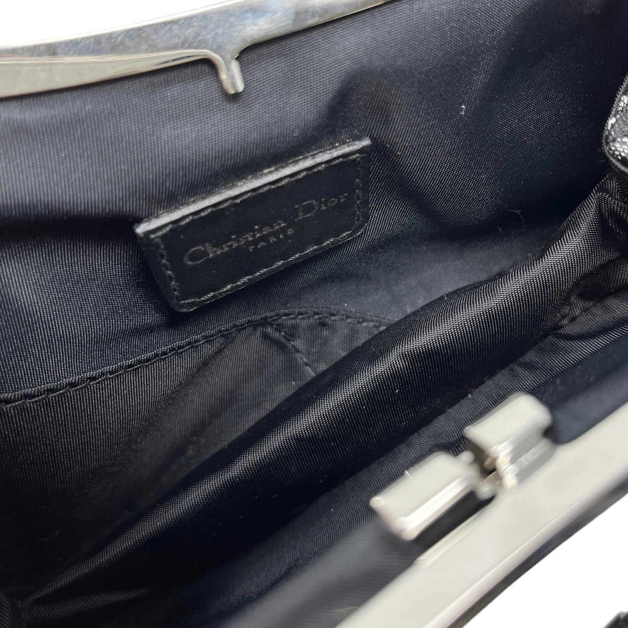 Dior Black Logo Satin Mini Saddle Bag