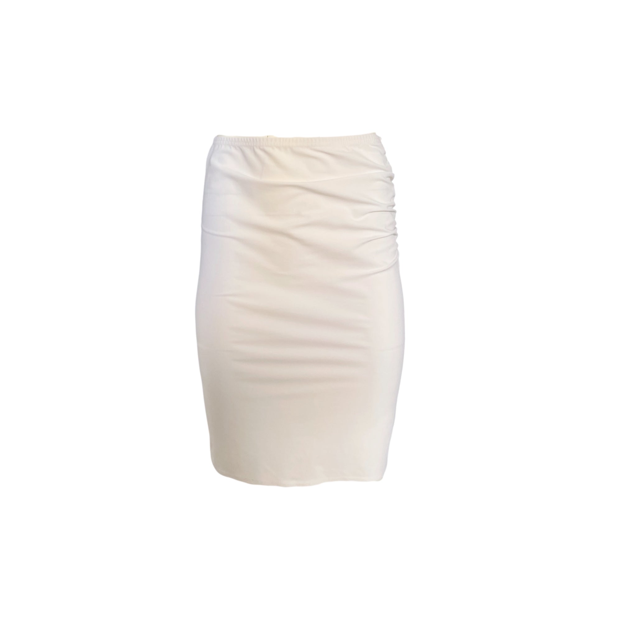 Fendi White Ruched Logo Skirt