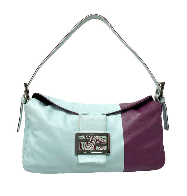 Fendi Light Blue Two Tone Baguette