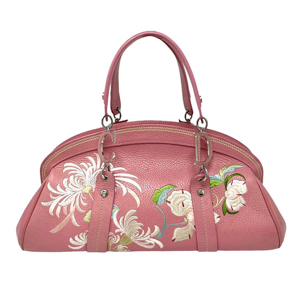 Dior Pink Floral Top Handle Bag