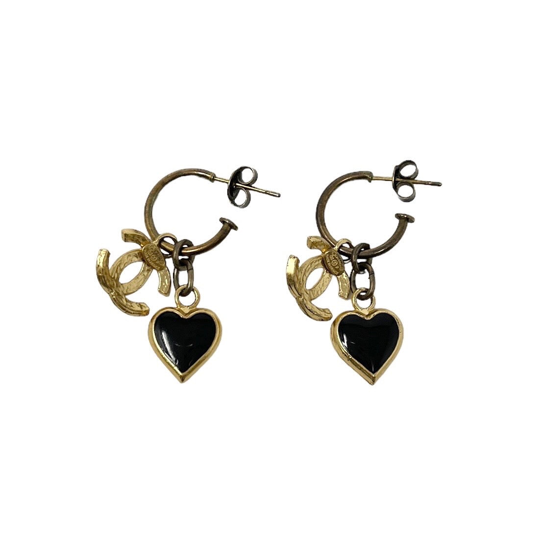 Chanel Gold Drop Heart Earrings