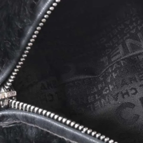 Chanel Black Fur Chain Bag