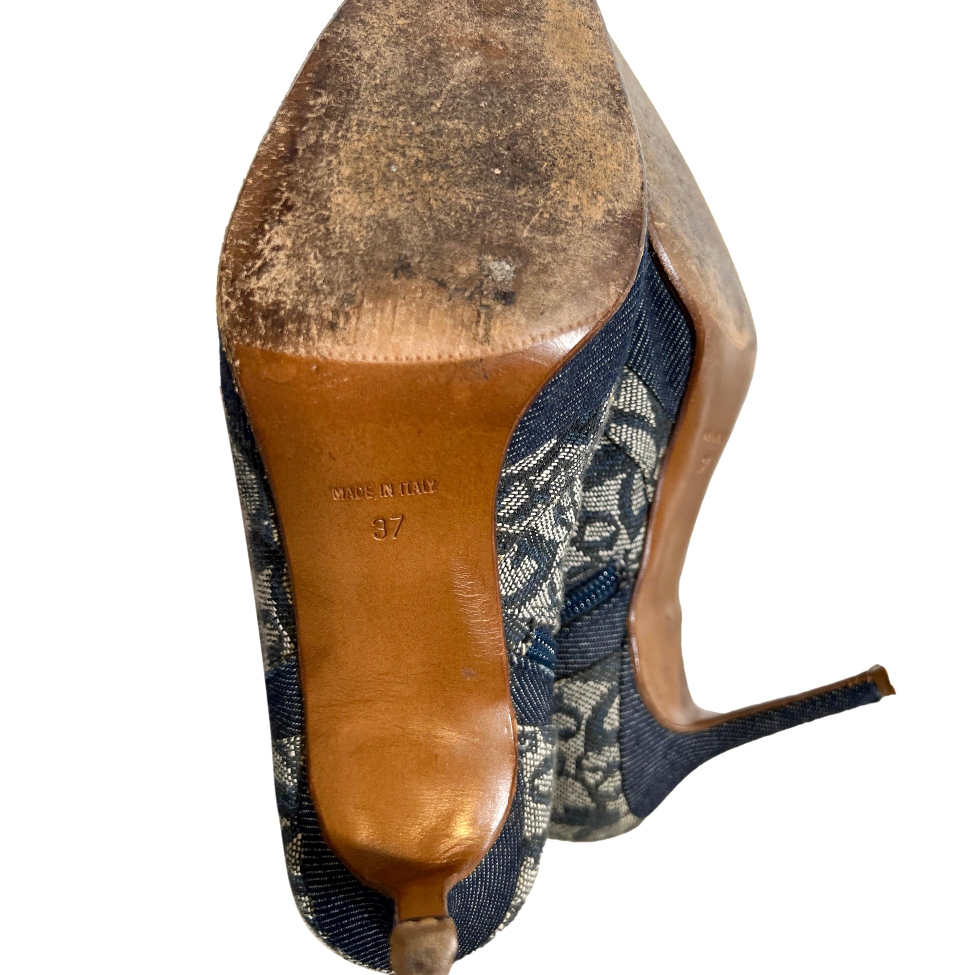 Dior Blue Monogram Lace Up Boots
