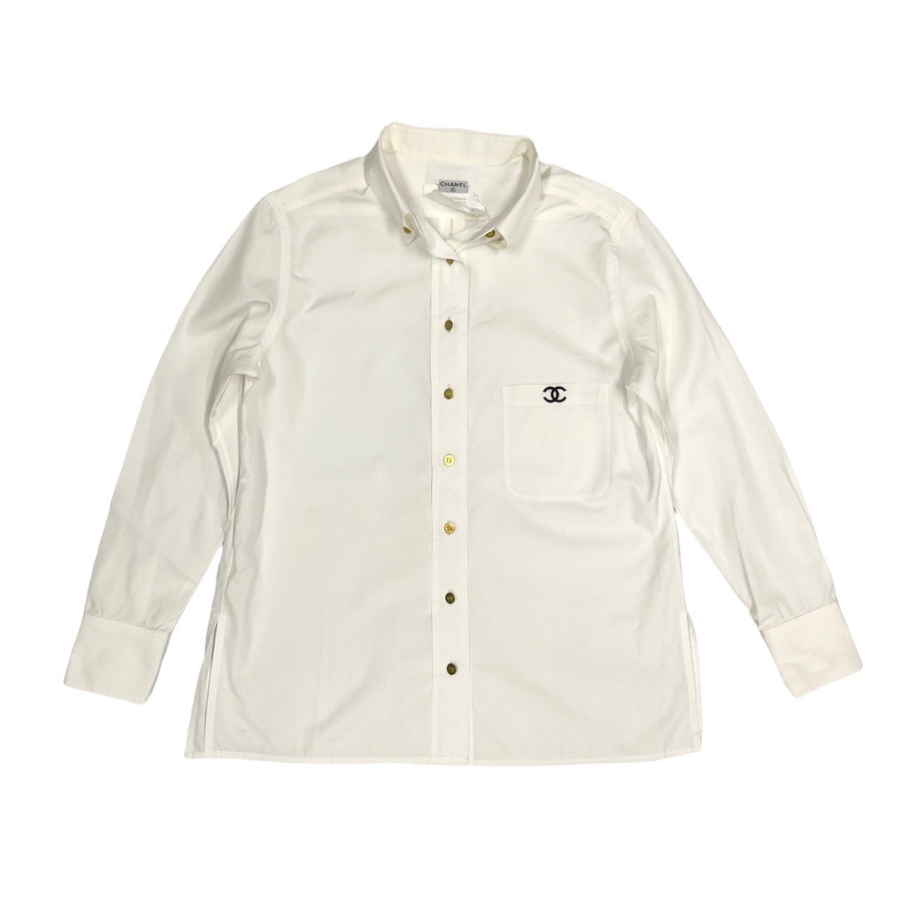 Chanel White Logo Button Down