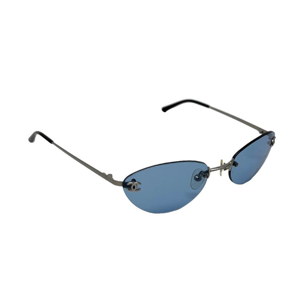 Chanel Blue Round Rimless Sunglasses