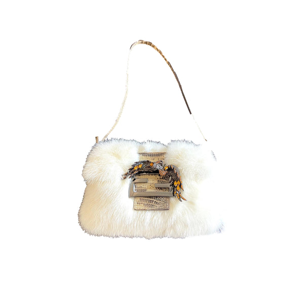 Fendi White Fur Mini Baguette – Treasures of NYC