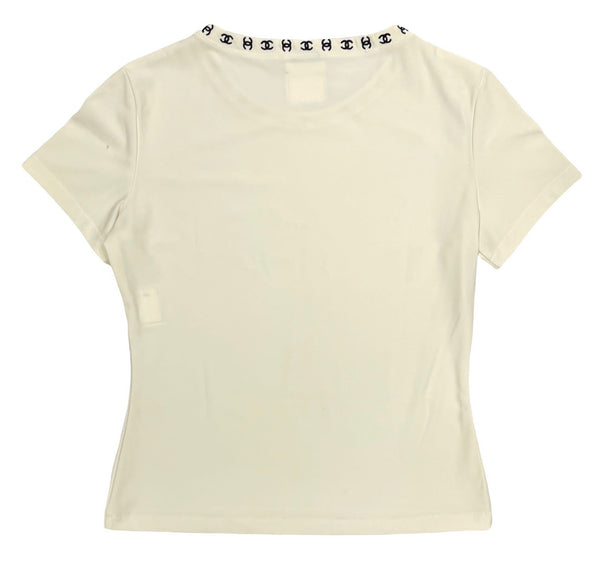 Chanel White Logo Ringer Shirt