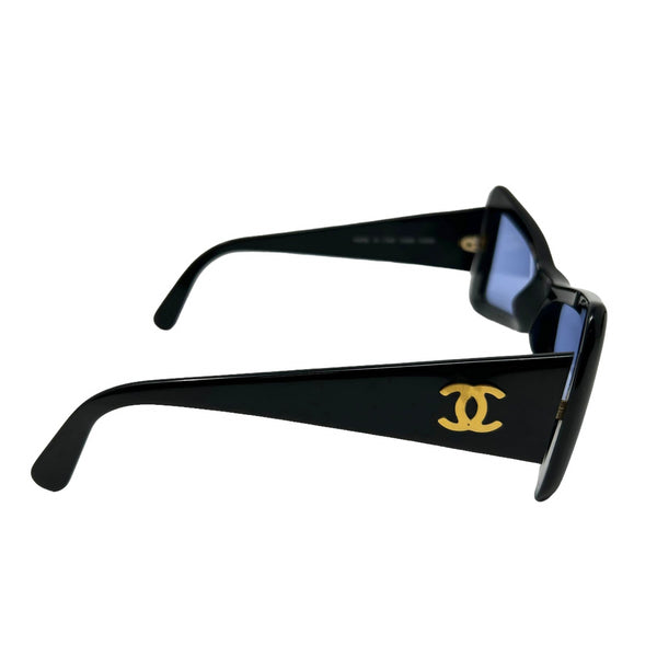 Chanel Blue Logo Geometric Sunglasses