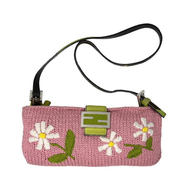 Fendi Pink Embroidered Baguette