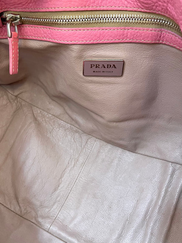 Prada Pink Raffia Basket Bag