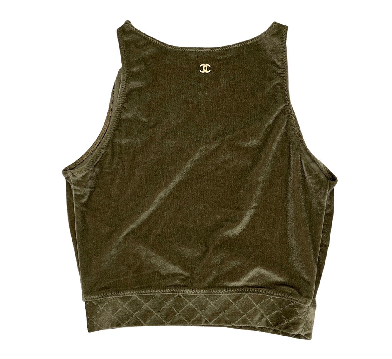 Chanel Olive Logo Crop Top