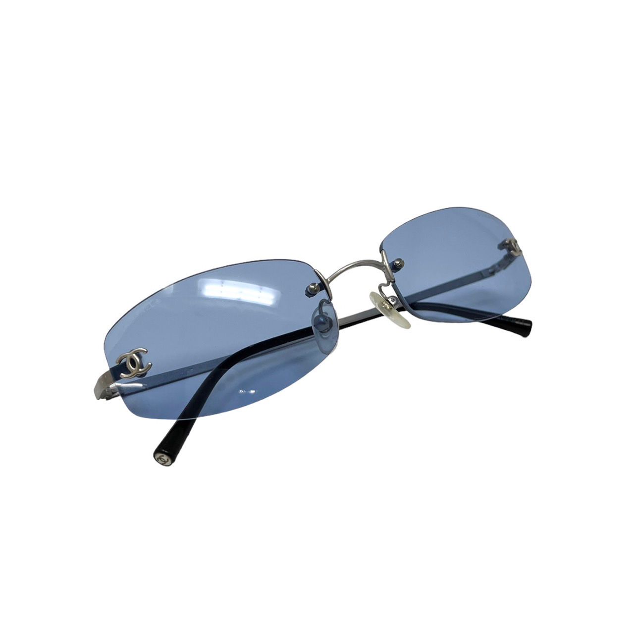 Chanel Blue Square Rimless Sunglasses