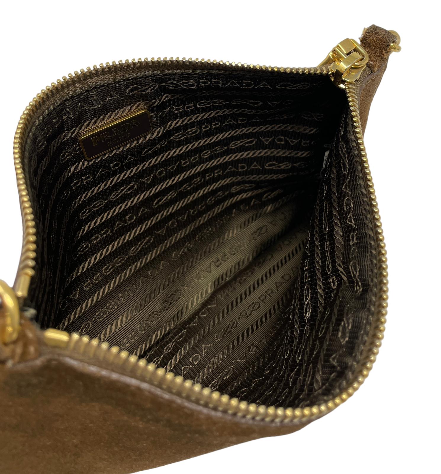 Prada Brown Suede Mini Shoulder Bag