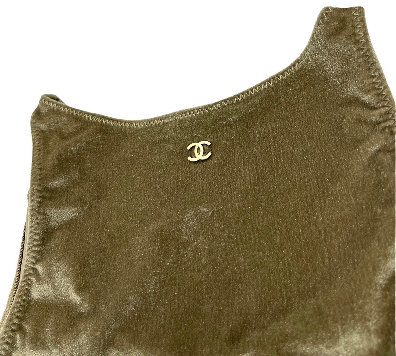 Chanel Olive Logo Crop Top