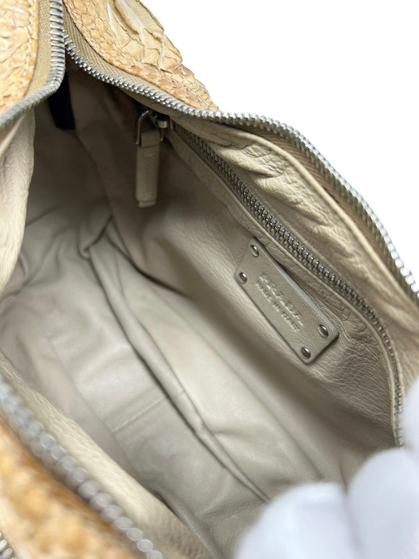 Prada Tan Snakeskin Shoulder Bag