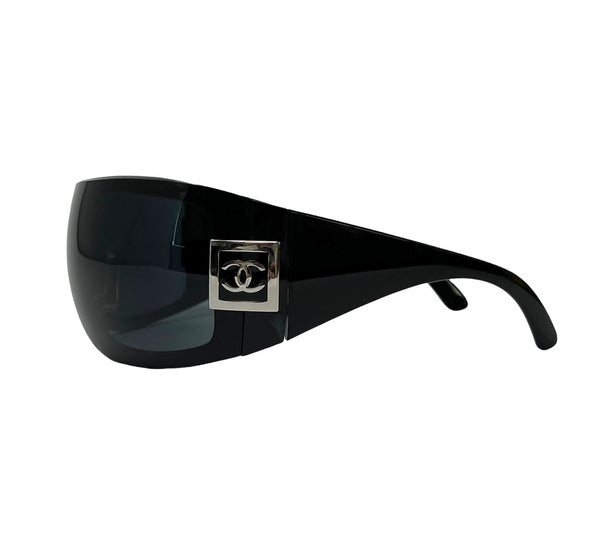 Chanel Black Logo Shield Sunglasses