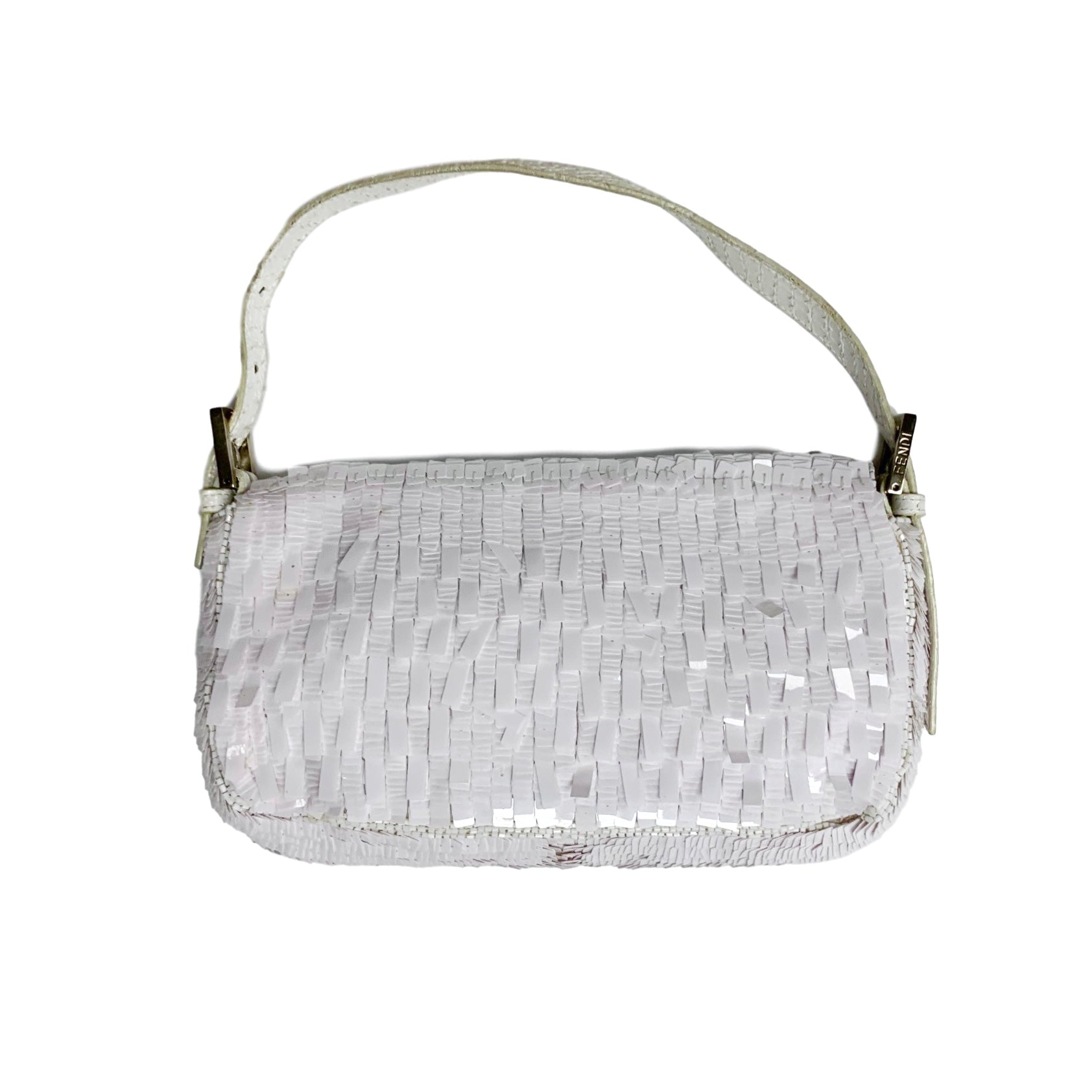 Fendi White Sequin Baguette Bag
