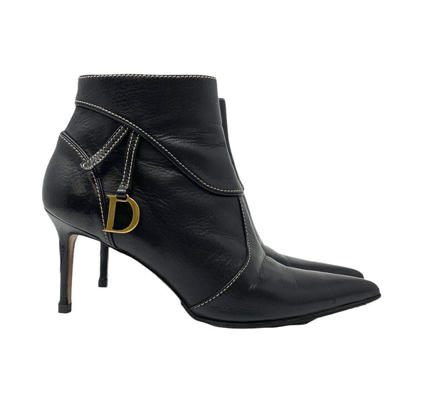 Dior Black Leather Logo Boots