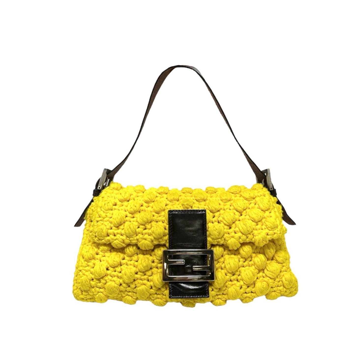 Fendi Yellow Crochet Baguette