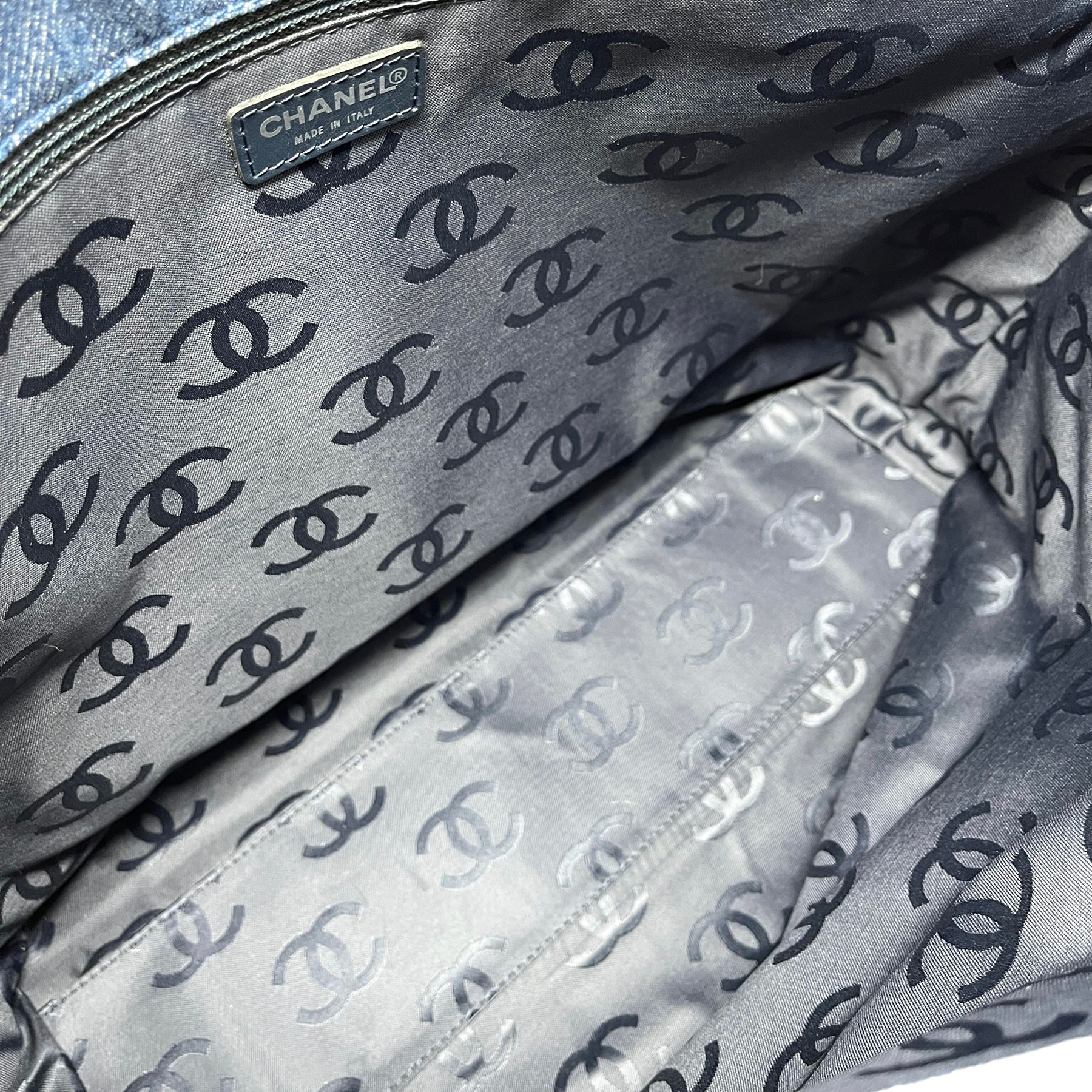 Chanel Blue Denim Logo Shoulder Bag