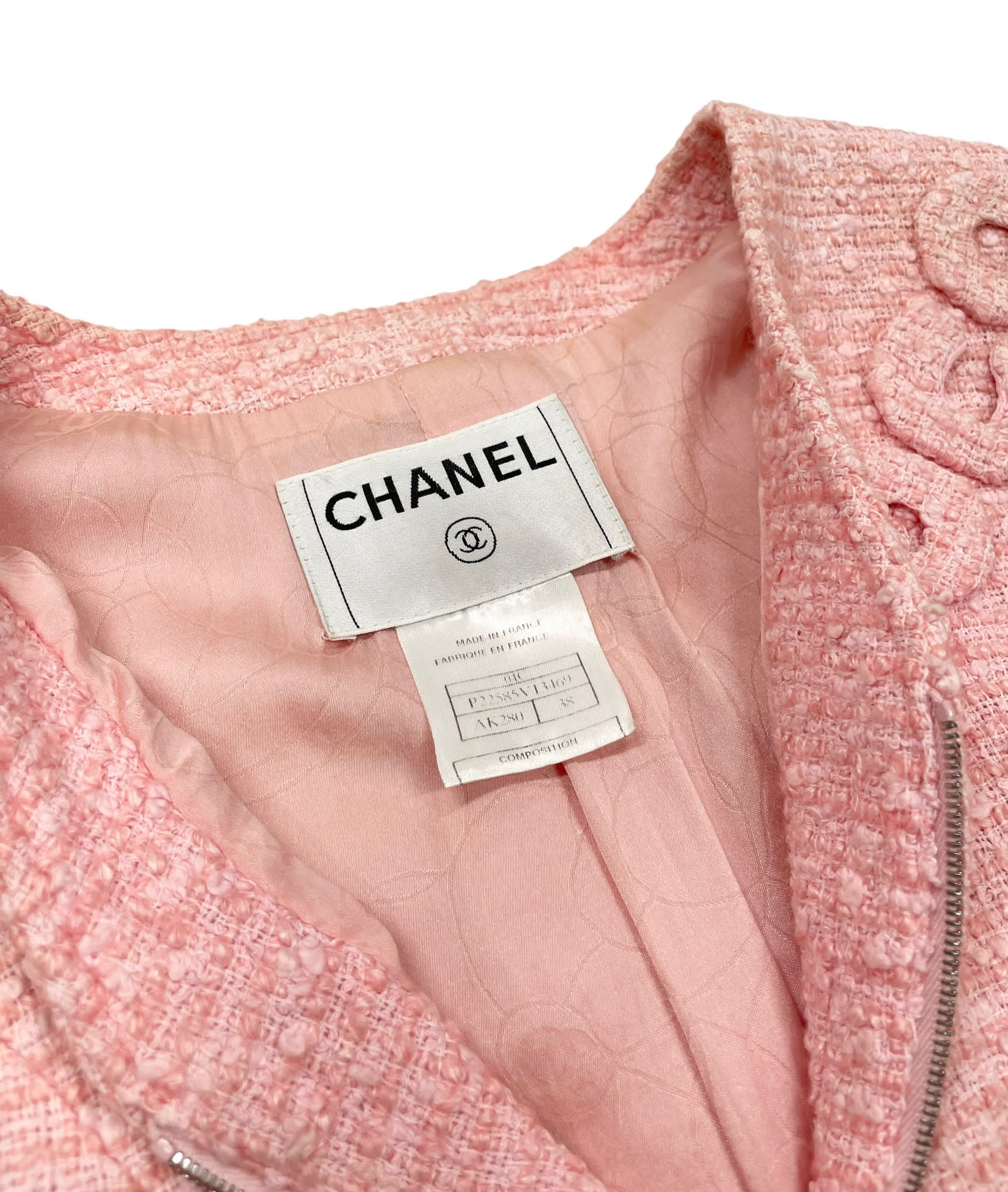 Treasures of NYC - Chanel Pink Textured Logo Cardigan