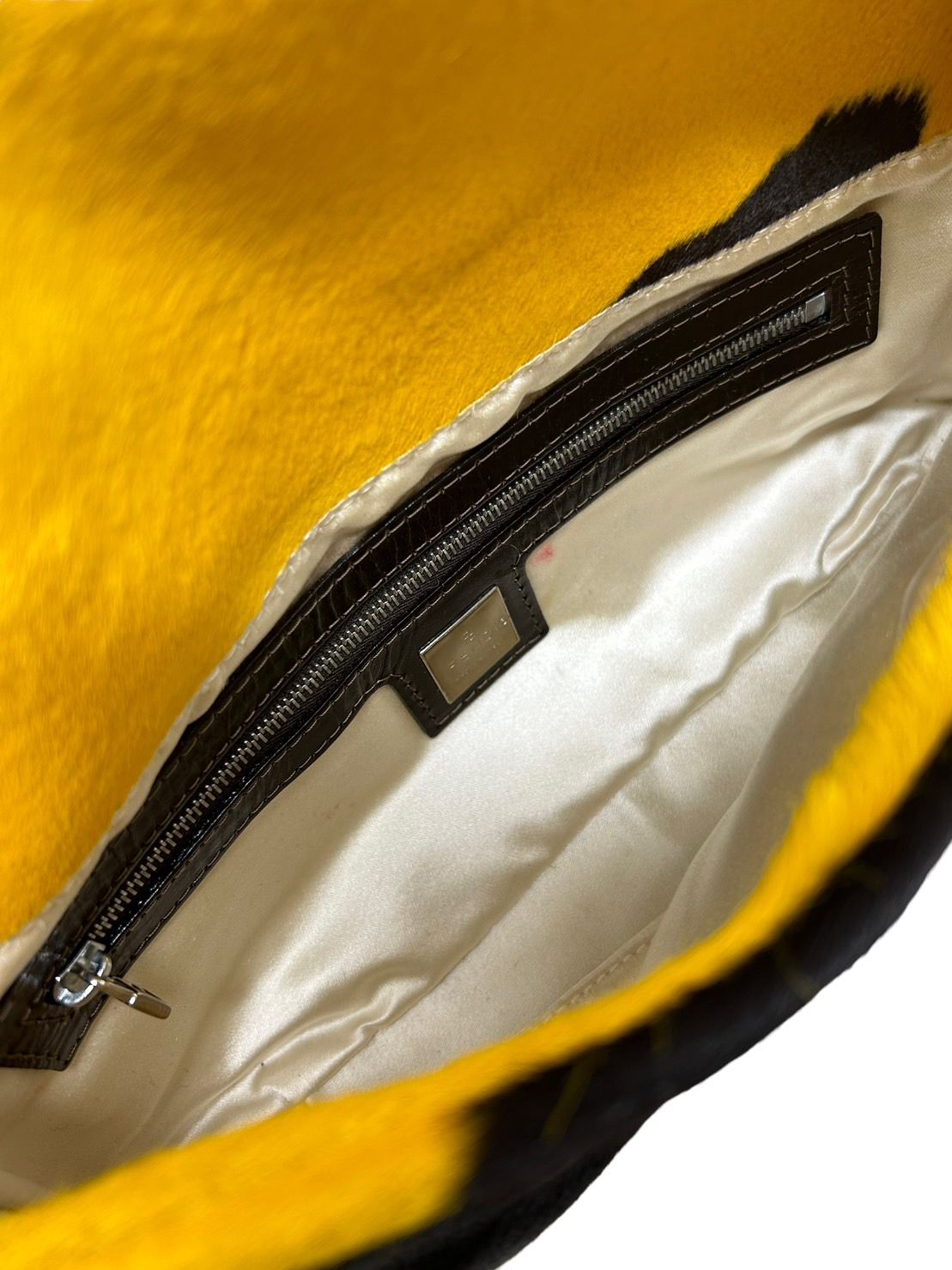 Fendi Yellow Cow Print Baguette Bag