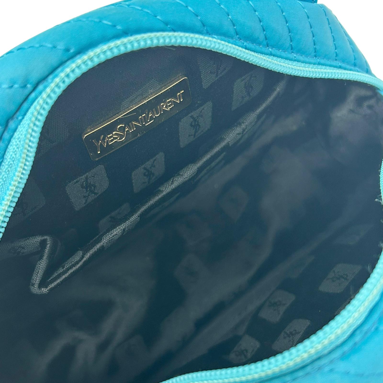 YSL Blue Nylon Top Handle Bag