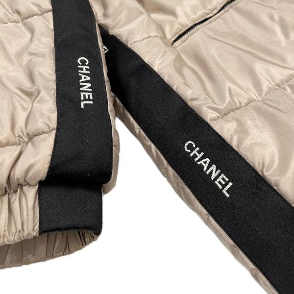 Chanel Beige Logo Trim Long Puffer