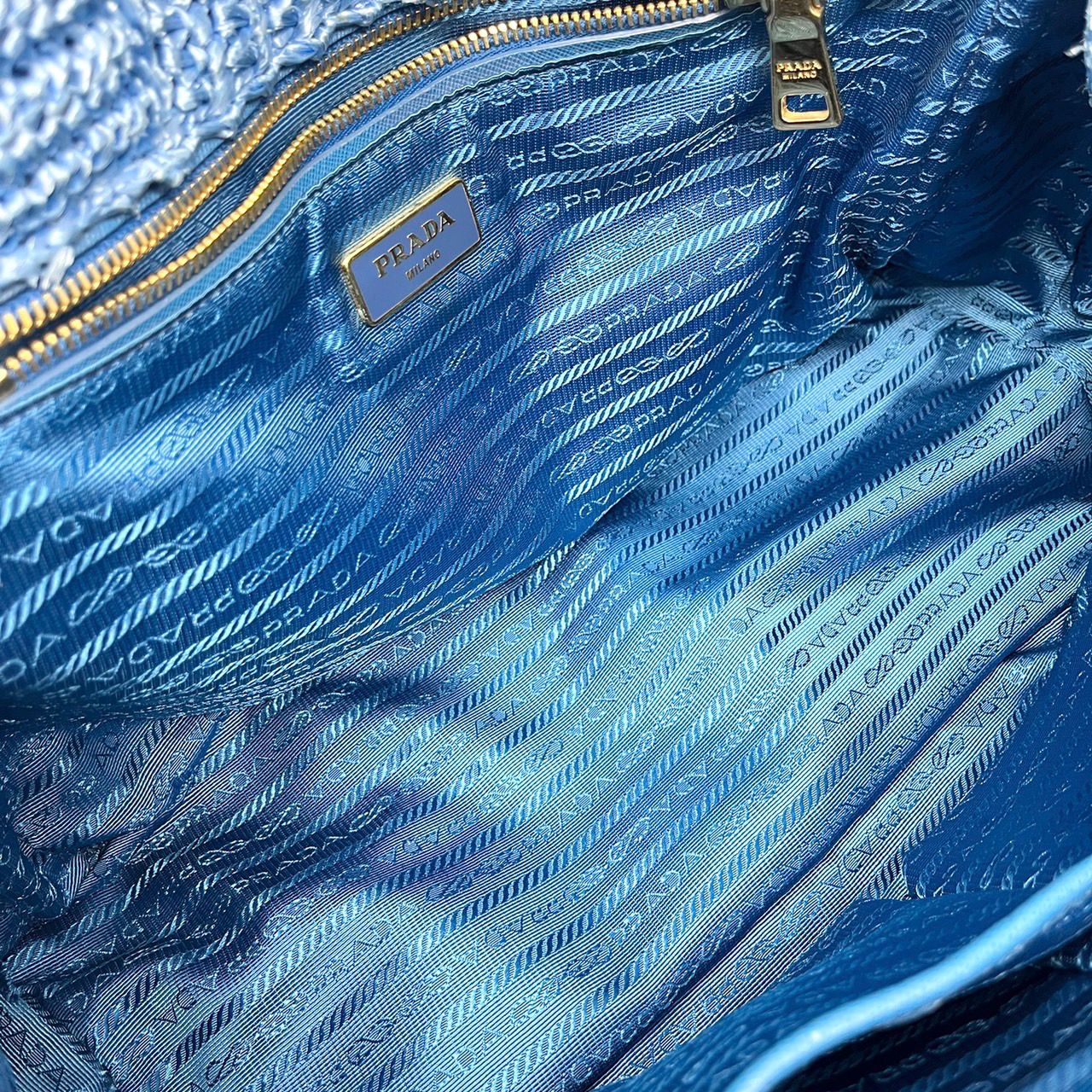 Prada Blue Raffia Bag