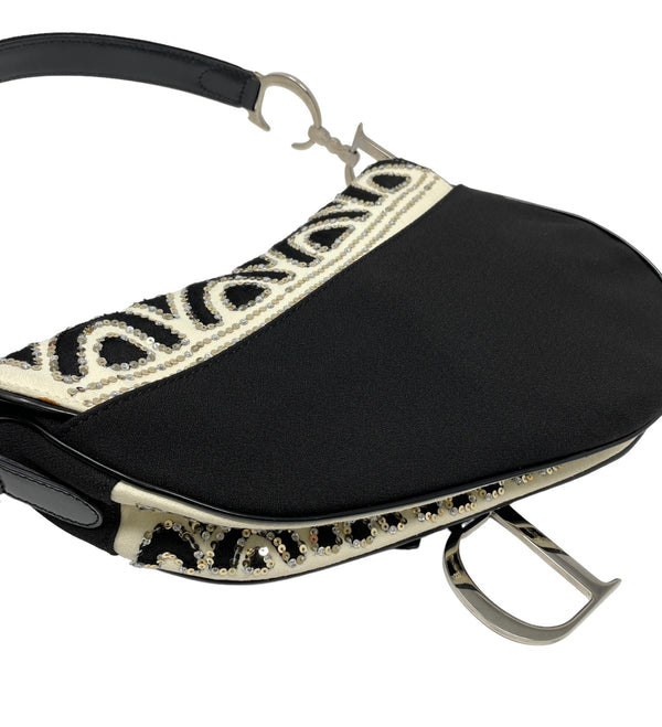 Dior Black Sequin Saddle Bag
