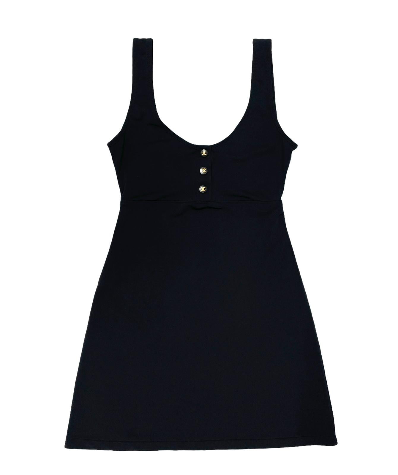 Chanel Black Logo Button Dress