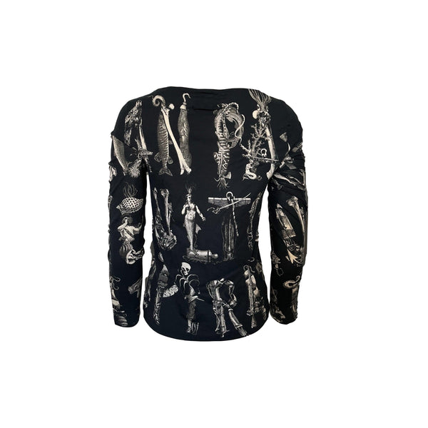 Jean Paul Gaultier Black Skeleton Print Long Sleeve - 